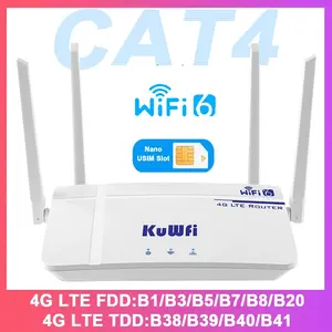 Kuwifi 4g Cat4 Lte Router 300mbps Wireless Wifi6, WiFi Cellular, External Antenna & Rj45 Port, Supports Up to 10 Users, Ideal for Home Use, Wifi Hotspot Router