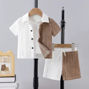 Boys' Stylish College Style Children's Thin Shirt Dress Boys' Short Sleeve Shorts Outfit