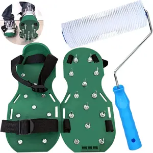 9 Inch Spiked Screed Compound Roller Self Leveling Concrete Epoxy Roller Spike Shoes for Epoxy Flooring Cement Floor Leveling Tools