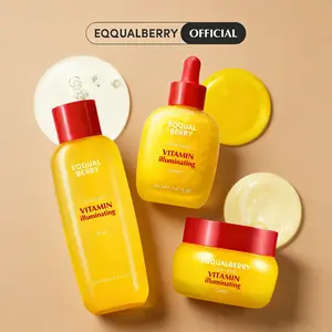 EQQUALBERRY Vitamin I lluminating Serum & Cream Set -Vitamin C & Niacinamide | Targets Dark Spots | Strengthens Skin Barrier with Ceramides | Glowy,Lightweight Hydration