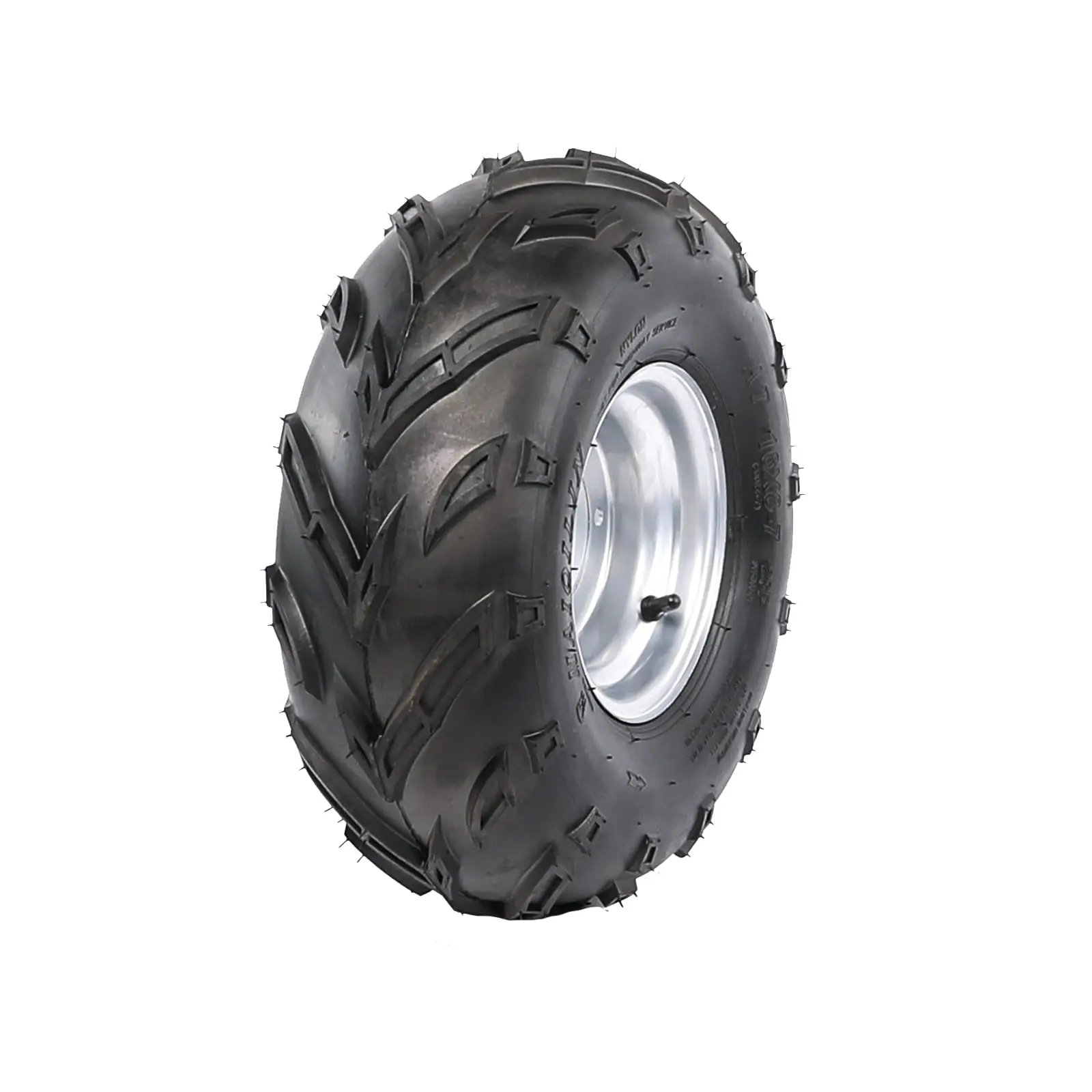 Suisuitong 16x8-7 ATV Tire with Rim Wheel Assembly – Complete 7" Rim with Pre-Mounted 16x8.00-7 All Terrain Tire, 4-Hole 110mm Bolt for Kazuma Taotao Roketa Coolster 110cc-125cc ATV Go Kart UTV