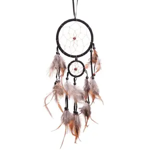 18" Traditional Dream Catcher with Feathers Wall or Car Hanging Ornament 2 Circles