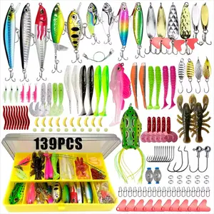 26/30/138/139 Piece Fishing Lure Set, Saltwater Fishing Lures, Soft and Hard Baits, Metal Lures, Spoon Bait, Multi-Layer Gears, Ideal for Bass, Salmon, Crankbait, Fishing Lures Kit
