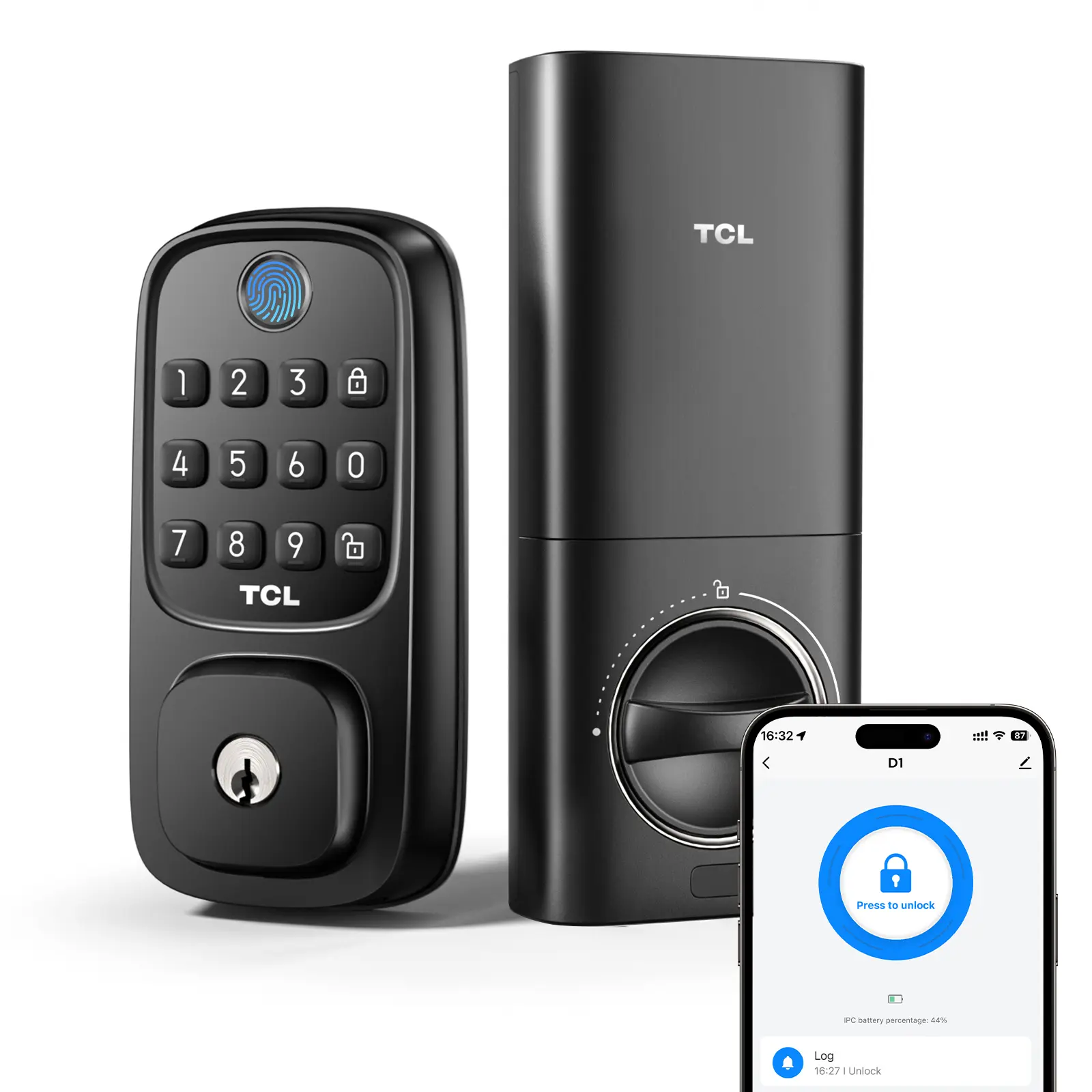 TCL D1 Fingerprint Door Lock, Keyless Entry Keypad Deadbolt Smart Lock for Front Door, Built-in WiFi, Works with Alexa/Google Assistant, Easy Installation