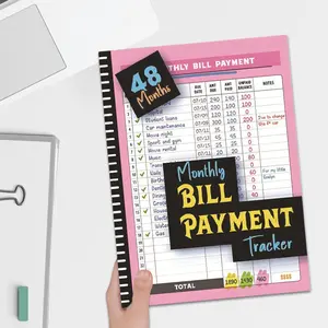 A 4-year monthly bill tracking notebook that can track 48 months, suitable for family financial budget planners to record expenses and payment logs, as well as debt repayment plans