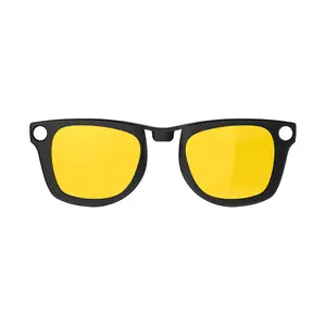 SummerVibes HIBLOKS Non-Polarized Square Modern Frames Clip-On Sunglasses - M Size (50-22) Tinted Discoloration Clips for RW4006 Smart Glasses, Full Protection, Glare-Free Eye Shield (Yellow), Styling Sunglasses, Modern Frames Sunglasses