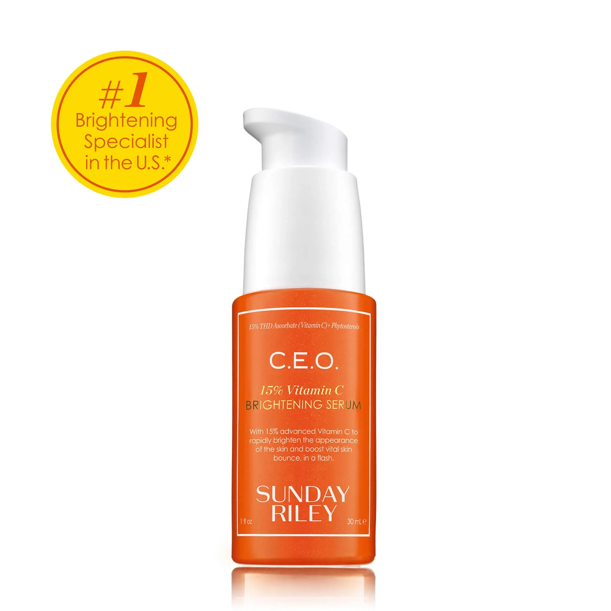 SUNDAY RILEY C.E.O. 15% Vitamin C Brightening Serum, a Lightweight and Hydrating Dark Spot Reducer for Radiant Skin, High Concentration Serum, Brighten Even Serum