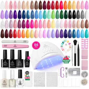 Beetles Gel Nail Polish Kit with U V Light Gel Polish Nail Set with Diamond Decorations & Nail Art Stickers and Manicure Tools Soak Off All Season Gel Nail Kit Cutics DIY Gift for Women Salon Glossy