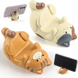 Cute Cat Phone Stand, Creative Smartphone Holder, Multi-Functional Resin Desk Organizer, Durable Bedside Table Decor