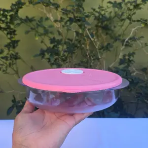 Crystalware 800 ml Microwave & Freezer Safe Container with Pink Lid for Easy Storage and Meal Prep