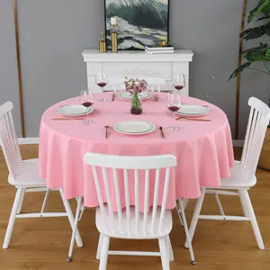 Pink Round Tablecloth Waterproof Heavy Duty Wrinkle Free Polyester Fabric Table Cloth, Spillproof Washable Table Cover for Party, Camping, Picnic, Banquet Indoor and Outdoor