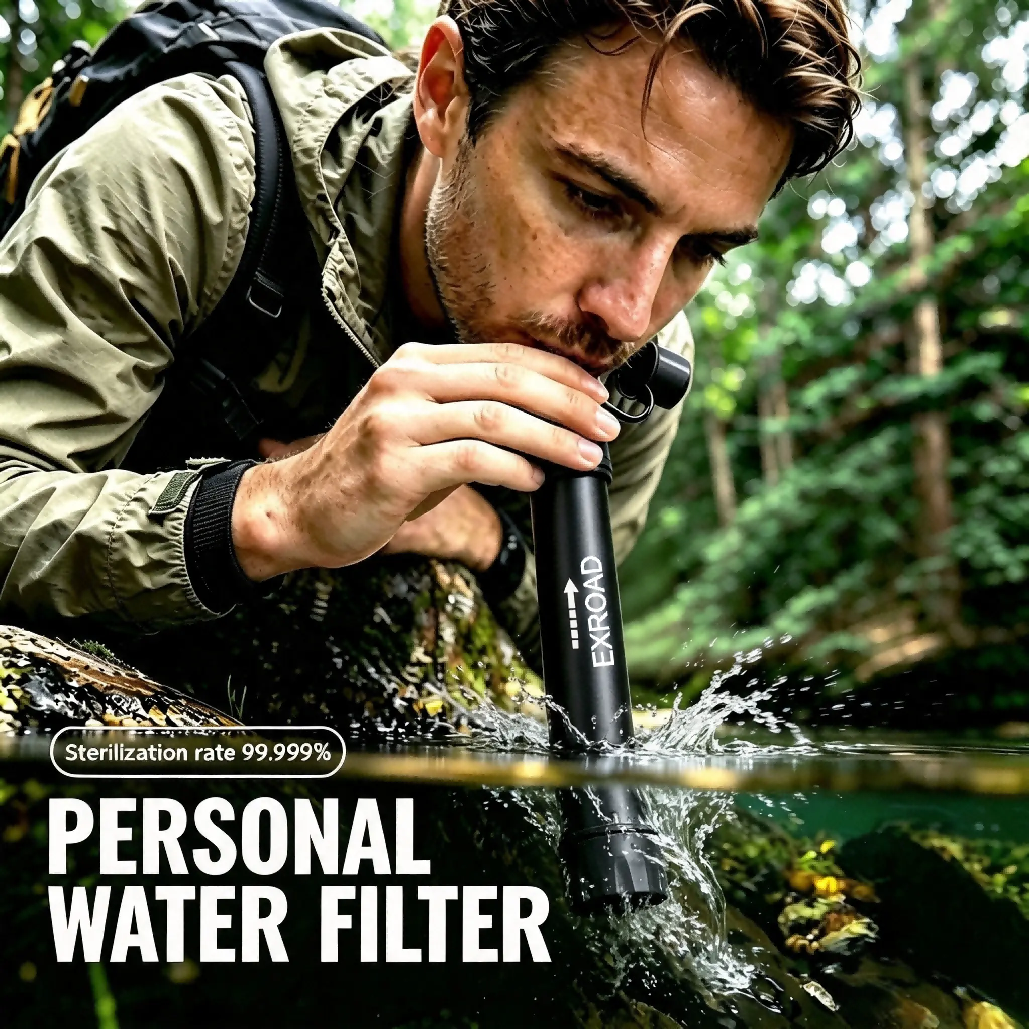Outdoor Water Filter, Straw Water Filter, Portable Water Filter, Emergency Survival Water Purifier for Prepper Emergency Equipment Camping Supplies Hiking CampingEmergency Survival Water Straw, Portable Water Filter System