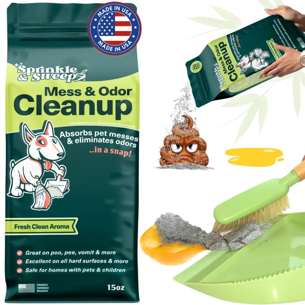 Sprinkle & Sweep - The Viral Pet Mess Cleanup Powder — Absorbs Urine, Vomit & Poo Instantly | Non-Toxic, Made in USA