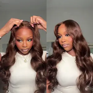 AliPearl Hair #4 Dark Brown Pre Cut Glueless Ready Go Wig Body Wave 5x7 Lace Closure Wigs with Drawstring Human Hair Pre Plucked Straight 4x7 Pre Cut Wig FallFreshness