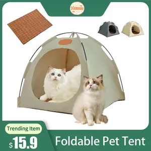 Foldable Pet Tent with Mat - Ideal for Outdoor Travel and Camping - Suitable for Cats and Dogs - Perfect Nest for Pets in All Seasons， cozy  cat  house pet  nest, kitty condo
