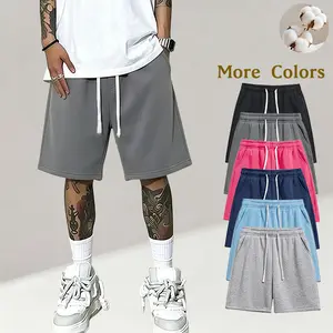 Single pack — men’s pure cotton shorts, regular fit, relaxed drawstring waistband, breathable with a sporty feel—ideal for summer outdoor wear, perfect for everyday activities and vacations alike. Men's Solid Color Breathable Shorts