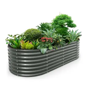 Anleolife 8x4x2ft Oval Galvanized Raised Garden Bed Kit – Durable, anti-rust & Easy Assembly for Vegetables, Flowers & Herbs, Ideal for Home Gardeners & Outdoor Spaces