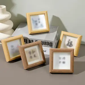 Wooden Photo Frame, 1 Count  Mini Desktop Photo Frame, Rectangular Frame, Desktop Decor for Living Room Bedroom Home Office
