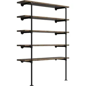 Industrial Retro Wall Mount iron Pipe Shelf,DIY Open Bookshelf,Hung Bracket,Home Improvement Kitchen Shelves,Tool Utility Shelves, fice shelves, bookshelves and bookcases (2Pcs)