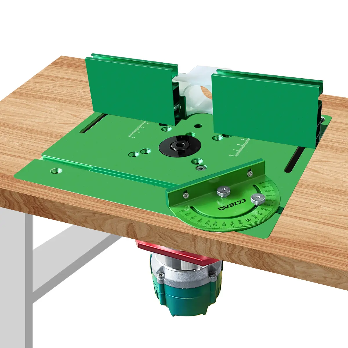 Aluminium Router Table Insert Plate, Woodworking Benches 9.4x7.9 Inch Router Flip Plate with Miter Gauge Guide Aluminium Fence Sliding Brackets for DIY Working Benche Power Tool Tool Accessories