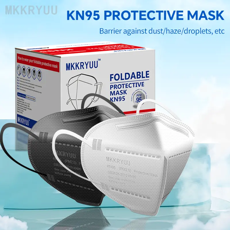KN95 Mask, 50 pieces, 5-layer breathable mask, filtration efficiency>95%, suitable for construction sites, decoration outdoors, protecting your health