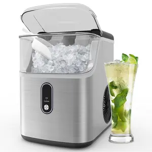 Silonn Ice Maker Countertop, Chewable Chrunchy Soft Ice, 33 lbs per Day, Self-Cleaning with handle, Portable Design, Kitchen Gadget, Xmas Gift Choice, Ideal for kitchen, family office, party, bar, Sonic Hospital Style Ice