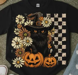 Black Witch Cat DTF Transfers - THIS IS NOT A SHIRT