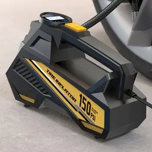 Carsun 150 PSI Digital Car Air Compressor Pump Portable Tire Inflator with LED Light ABS Material Semi-Automatic Operation 12V DC Car Plug for Cars Motorcycles Bicycles Black