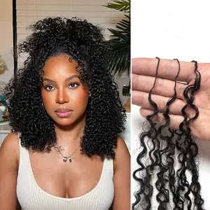 120g Afro Kinky Curly Knotless Pre-Separated Crochet Hair Extensions Kiny Curly Feather Extensions Afro Kinky Curly Feather Line Hair 100% Human Hair Natural Color 16-22 Inch 240g Full Head Afro Kinky Curly Feather Crochet Braiding Hair