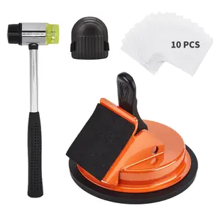 Laminate Wood Flooring Gap Repair Tool Kit, 45° Suction Cup with Rubber Mallet, 10 Reusable Adhesive Pads & Knee Pad for Hardwood Floor Installation