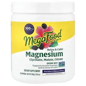 MegaFood Magnesium, Drink Mix, Blackberry Hibiscus Oasis, 7.05 oz (200 g)