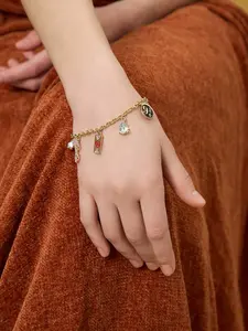 HARRY POTTER X SHEIN Zinc Alloy Rhinestone Decor Gold-Tone Alloy Bracelet,Gifts