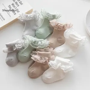 Baby Socks For Girls Lace Ruffles Toddler Sweet Anti-skid Princess Socks Spring Fall Cute Kids Socks Cute Lotus-trimmed Socks