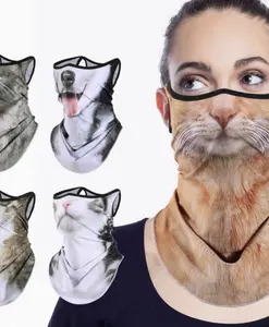 Animal Dog 3D Ear-hanging Sunscreen Mask Neck Cover Half-face Mask Funny Edition Cat Mask
