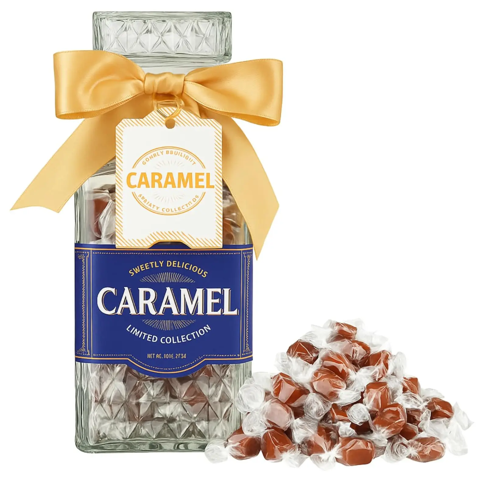 Scotch Caramels & Glass Decanter - Him & Her, Non-Alcoholic Premium Salted Caramel, Chocolate Candy Delights Gourmet Collection, Birth Day Gift Basket for Men, Boyfriend, Husband, Dad