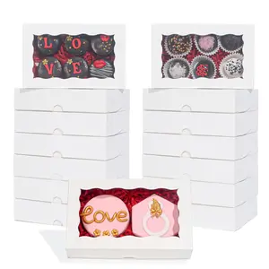 [Summervibes] 50 Pack DIY Assembly White Cookies Boxes with Window Bakery,Packaging for Macaron Cakesickle Chocolate,Halloween Christmas Party Gifts,DIY Hand Tools Kits