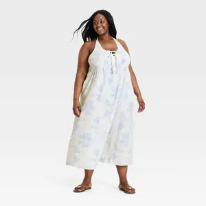 Women's Printed Maxi Sundress - Universal Thread Cream XXL