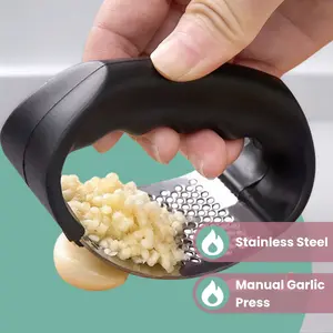 Stainless Steel Garlic Press Manual Ring Garlic Mincer Home Garlic Paste Grinder Kitchen Cooking Tools, 1 Piece, Ca Prop 65 Compliant