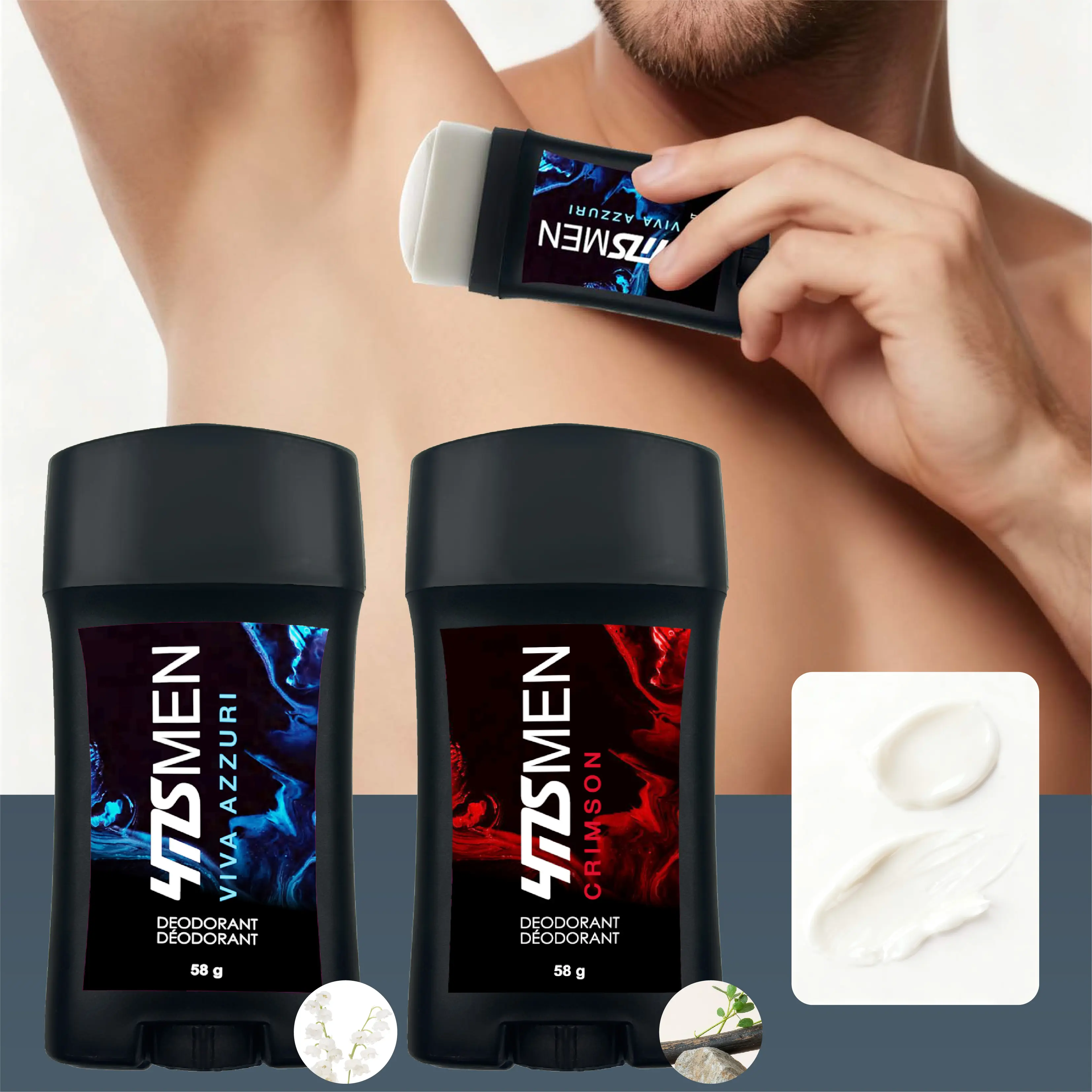 YMS MEN Deodorant Stick Lily of the Valley & Cologne Fragrance Long Lasting Moisturizing Body Lotion for Travel Daily Use