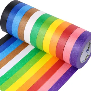 Oleitodh 12/6 Colors Colored Masking Tape-1 inch x 55 Yards Painters Tape, Rainbow Colors Rolls Bulk Colorful Paper Marking Tape Decorative Arts Crafts Labeling DIY Home Office Supplies
