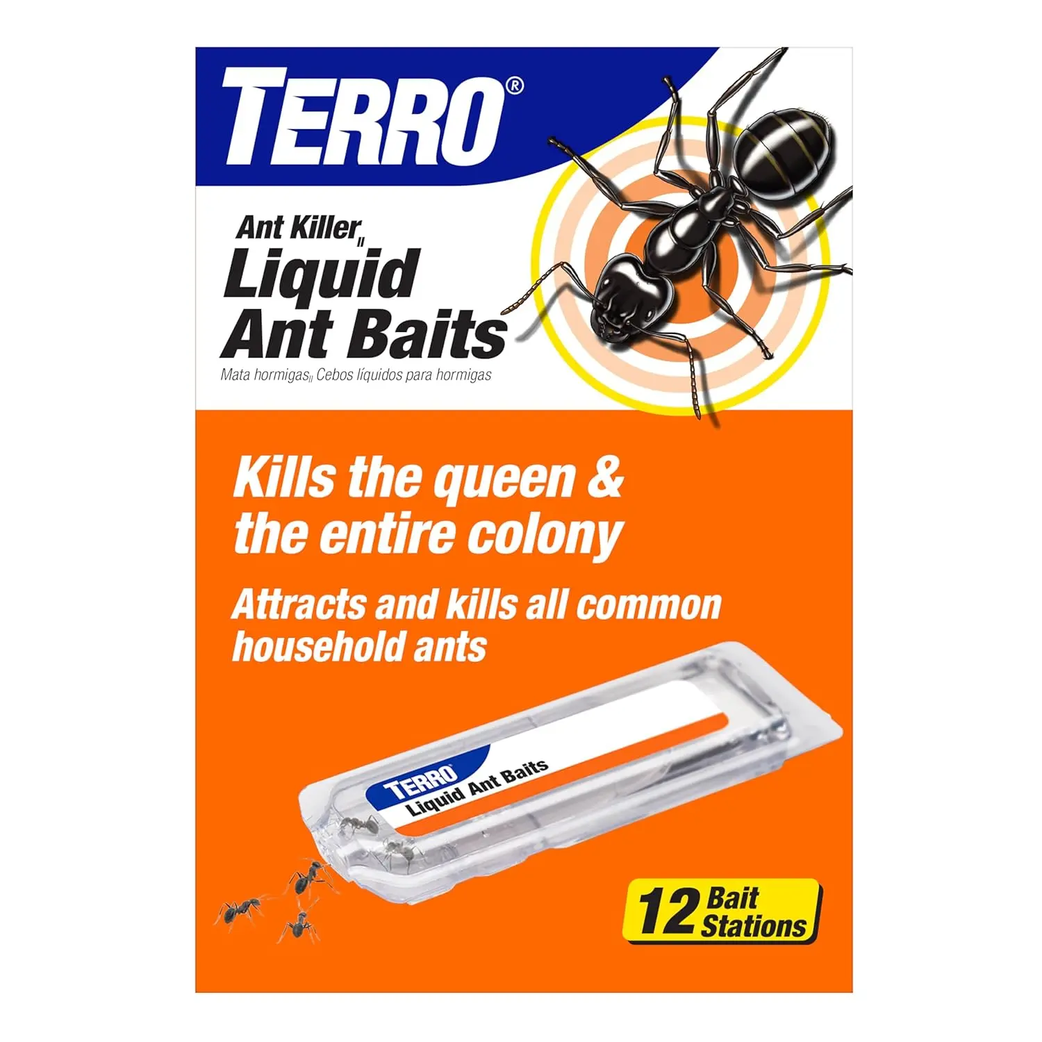 Terro, Ant Killer Bait Stations T300B - Liquid Bait to Eliminate Ants - Bait System - Stations for Effective Indoor Ant Control, 12 Count | Borax Formula, Kills the Queen & the Entire Colony, Liquid Ant Baits Indoor, Kills Household Ants, Indoor Use