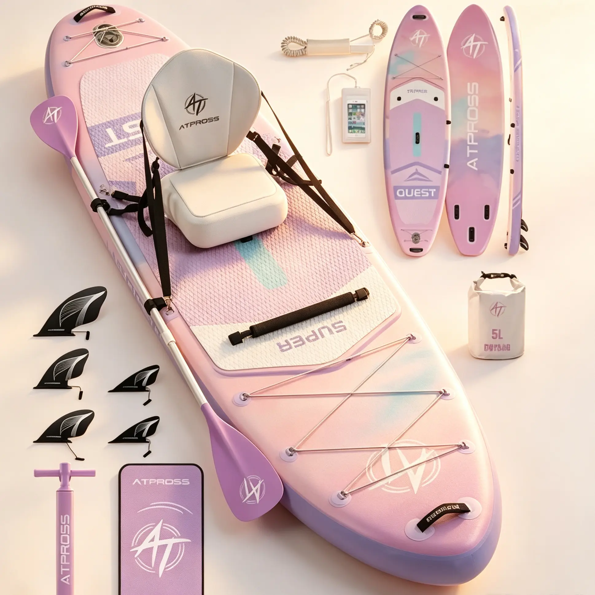 12'x36" Extra Wide Inflatable Paddleboard for Unisex Adults & Family, Heavy-Duty 500lbs Capacity for Outdoor Water Sports, Complete Kit with Kayak Seat, Safety Leash & 600D Backpack