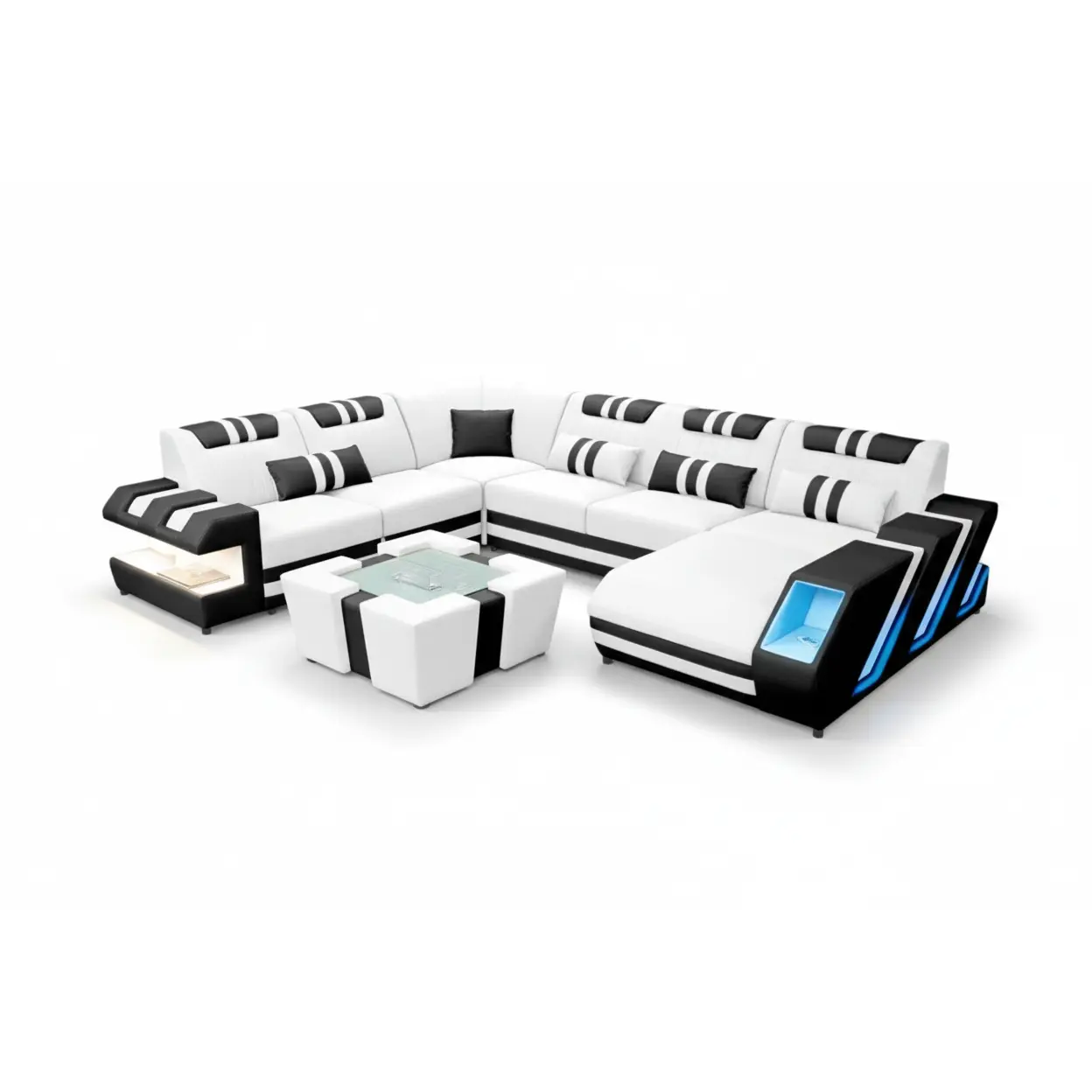 Aero Leather LED Sectional