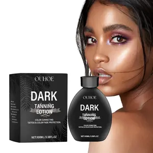 OUHOE Dark Tanning Lotion 100ml - Bronze Tone Enhancing Serum with Mineral Oil & Carbomer for Color Correcting & Tattoo Protection