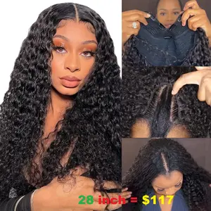 V part wig Human Hair Deep Wave with Drawstring for Women No Leave Out No Sew In Glueless Curly U Part Human Hair Wig
