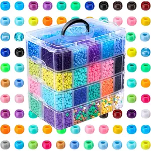 16000 count Pony Beads Bulk with Clear Box Plastic Beads 40 Colors Multicolored Rainbow Beads Hair Beads for Braids Crafts Bracelets  Making