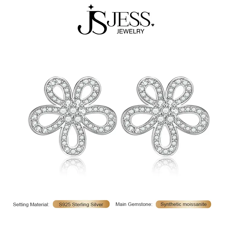 【Flower Studs】1.13CT Round Cut Full Moissanite D Color VVS1 Stud Earrings S925 Sterling Silver platinum plated Earring For Men Women Wedding Gift