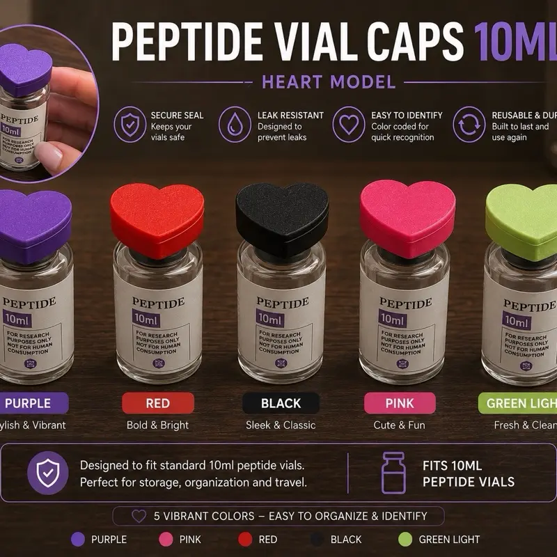10ml Peptide Vial Caps | Heart Vial Cap | Reusable Peptide Bottle Cap | GLP-1 Vial Organizer | Tirzepatide & Semaglutide Storage | 3D Printed