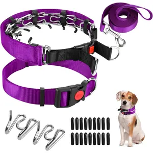 Training Collar with Comfort Tips and Quick Release - Dog Choke Pinch Collar with Nylon Cover - Classic Collar and Leash for Small to Large Dogs