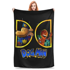 Dog Man Cartoon Blanket Extra Large Size Premium Child Safe Flannel Fabric Super Soft Non Irritating Perfect Childrens Room Bed Sofa Use Cozy Nap Time Essential Encourages Reading Fun Ideal Birthday Gift